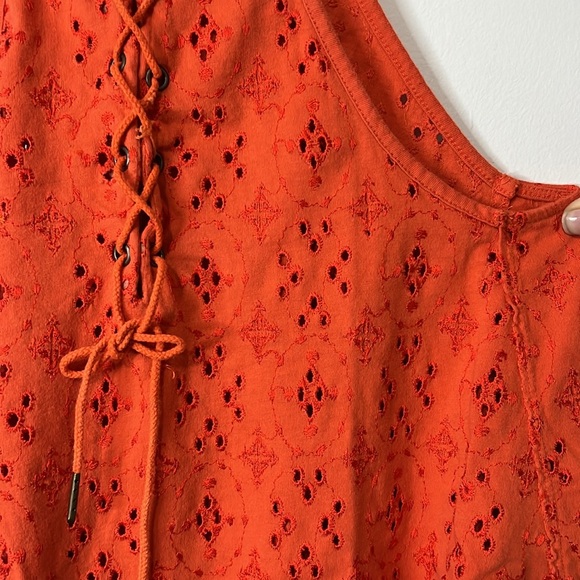 Free People Dream Date Eyelet Tank Embroidered Sleeveless Drawstring - Picture 6 of 9